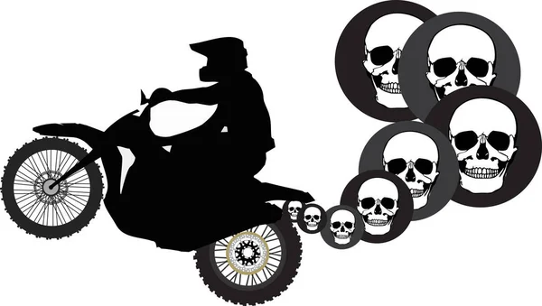 摩托车颅骨机械贴纸 — 图库矢量图片