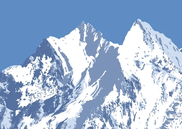 Picos Montanha Nevados Inverno —  Vetores de Stock