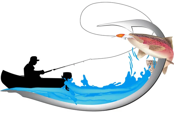 Salmón Trucha Deporte Pesca Pegatina — Vector de stock