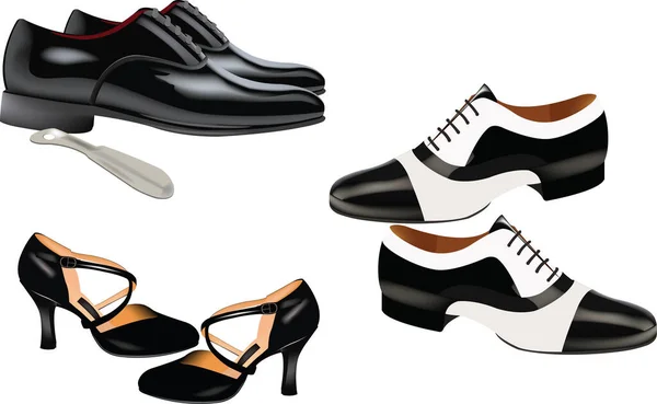 Elegant Men Women Dance Shoes — Stock Vector