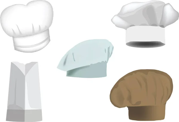 Sombreros Varias Formas Trabajo Los Cocineros Cocina — Vector de stock