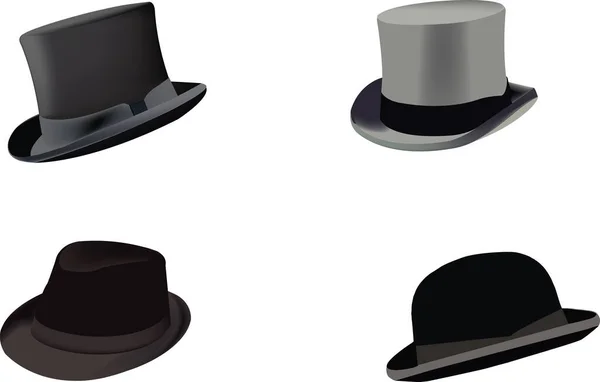 Serie de elegantes sombreros para hombre — Archivo Imágenes Vectoriales