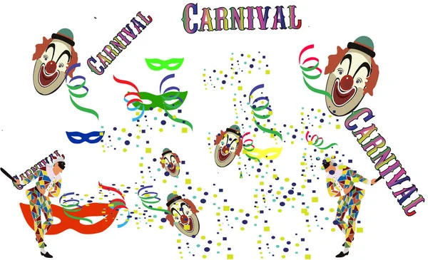 Carnival mask and confetti — Stock Vector