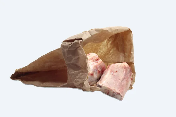 Tas dengan tulang sapi kantong makanan dengan tulang sapi — Stok Foto