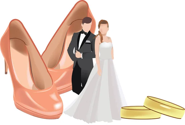 Casal Com Sapatos Rosa —  Vetores de Stock