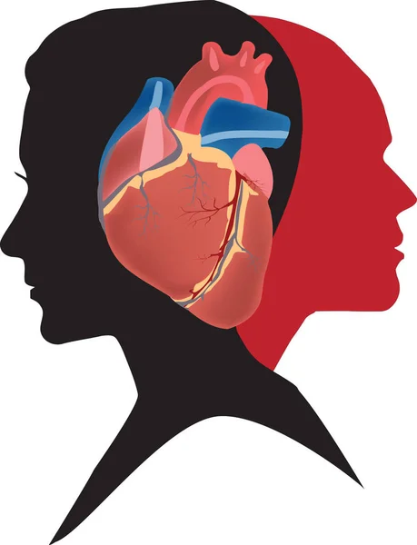 Cuore umano volti persone cuore umano volti persone — Vettoriale Stock