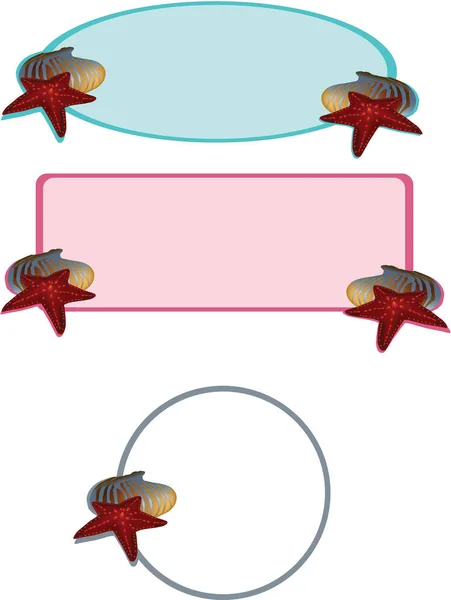 Etiquetas Con Figuras Shell — Vector de stock