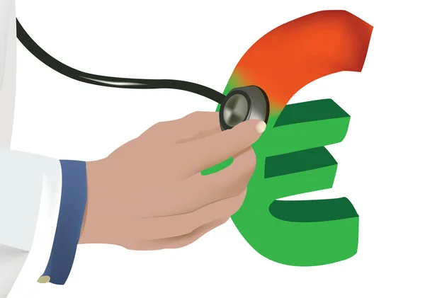 Hand Euro Symbol Stethoscope — Stock Vector