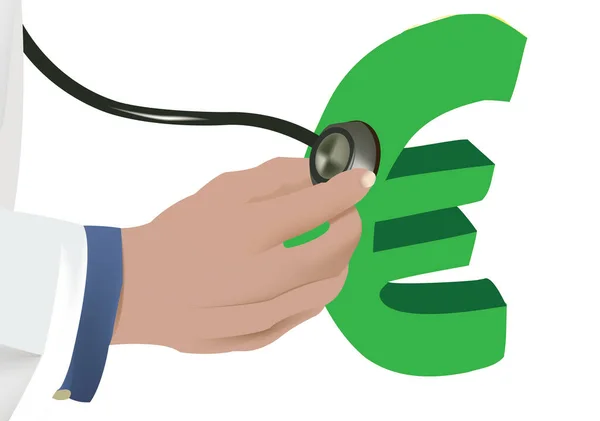Ręka Stetoskopem Symbolem Euro — Wektor stockowy