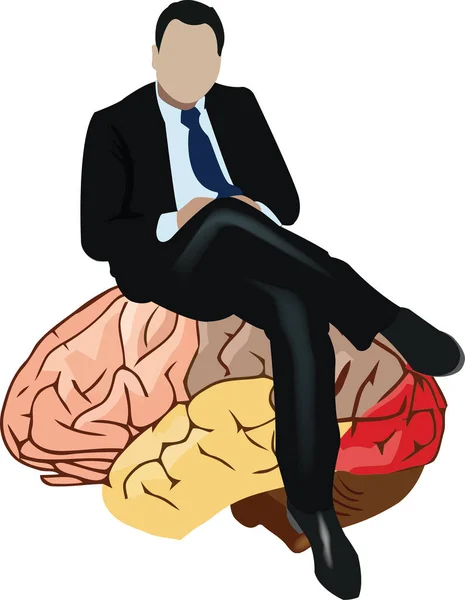 Menedżer siedzący nad menedżerem mózgu siedzącym nad mózgiem — Wektor stockowy