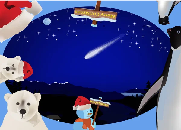 Vánoční Krajina Hvězdou Komety — Stockový vektor