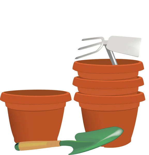 Gardening pots and atrezzatura varies — Stock Vector