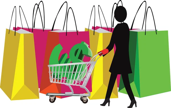 Figura de uma mulher com compras —  Vetores de Stock