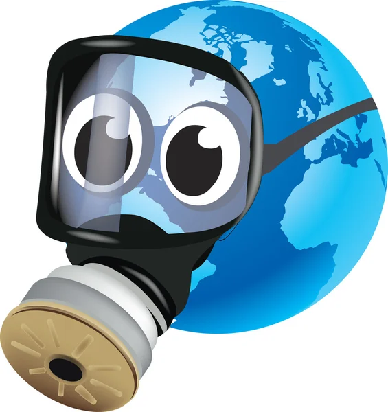 Earth with gas mask — Stock Vector