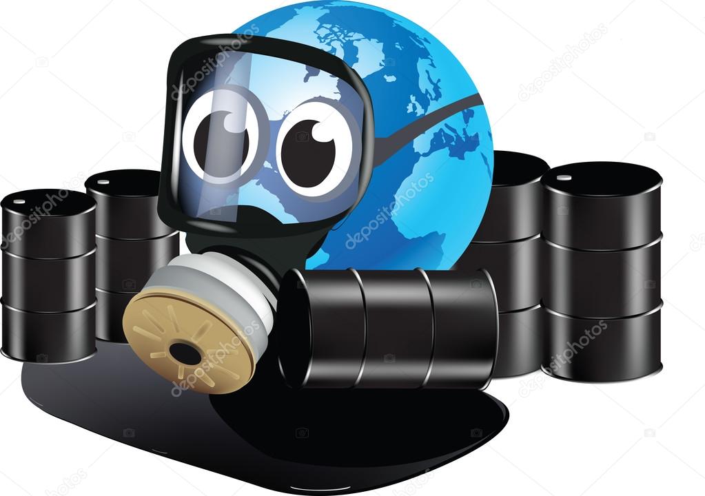 Earth with gas mask cartoon