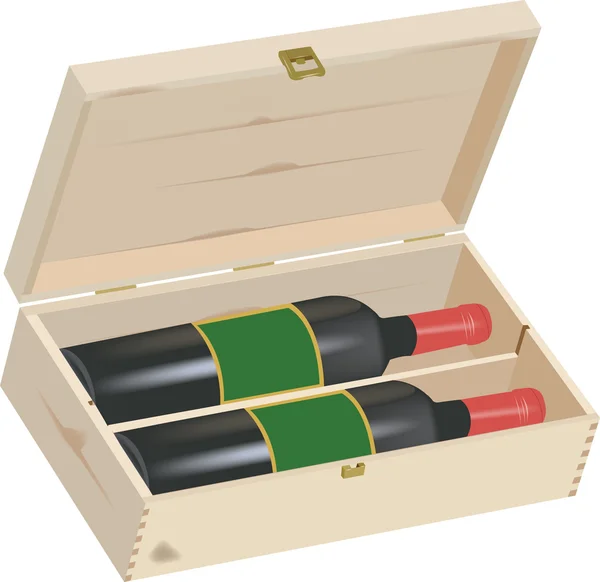 Şarap hediye için ahşap kutu — Stok Vektör