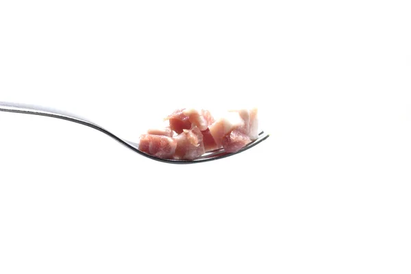 Diced bacon cement feeding and dressing for pasta — Stock Photo, Image