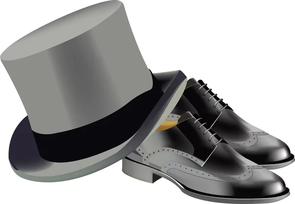 Elegante Schuhe mit zylindrischem Hut — Stockvektor