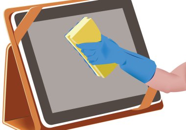 hand wiping computer clipart