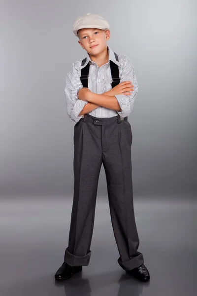 Old fashioned boy looking to the camera — Stock Photo, Image