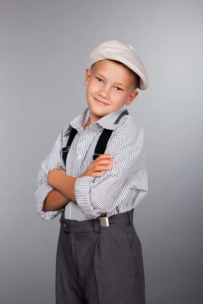 Old fashioned boy looking to the camera — Stock Photo, Image