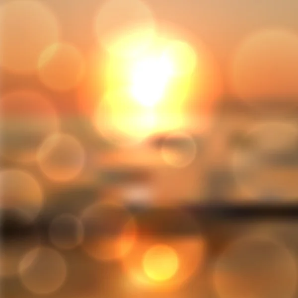 Bulanık deniz günbatımı arka plan ışık lens ile — Stok Vektör