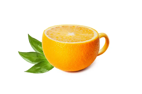 Taza de té en forma de naranja aislada sobre blanco — Foto de Stock