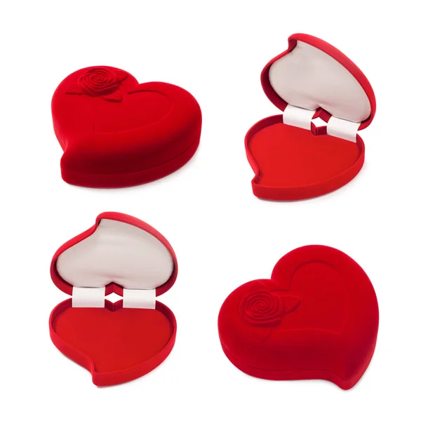 Set of red heart-shaped gift box isolated on white — Stock Photo, Image