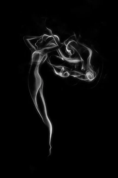 Abstracto humo hermosa mujer aislado en negro —  Fotos de Stock