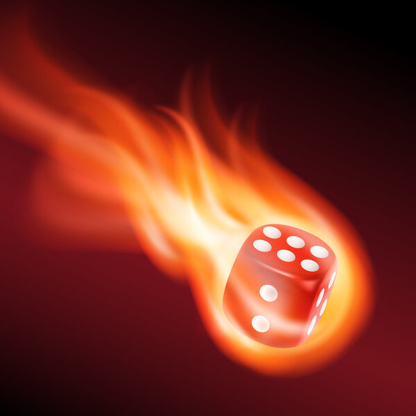 Red dice in fire