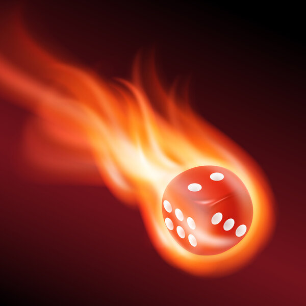 Red dice in fire