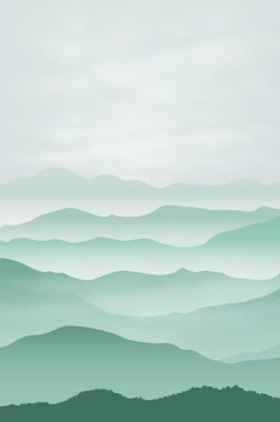 Mountains in the fog. Background. clipart