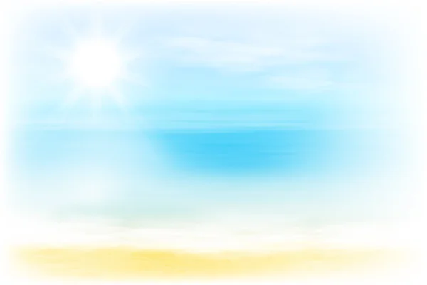 Plage et mer tropicale avec soleil éclatant — Image vectorielle