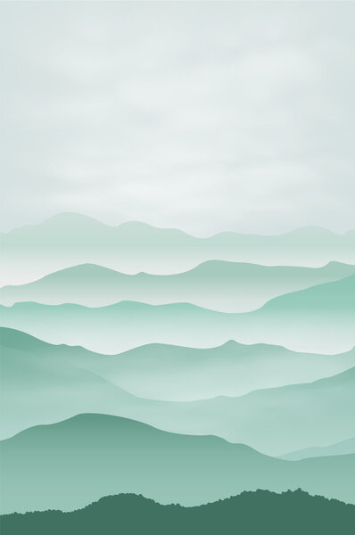 Mountains in the fog. Background.