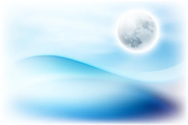 Fala wody w nocy przy pełni księżyca — Wektor stockowy