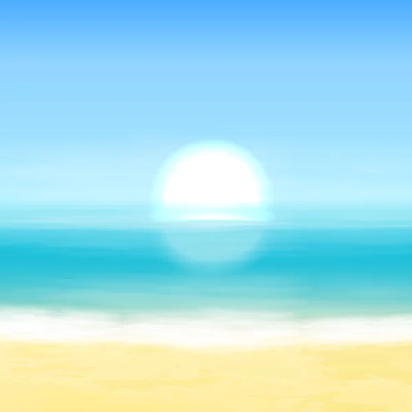 Pláž a tropické moře s jasným sluncem — Stockový vektor