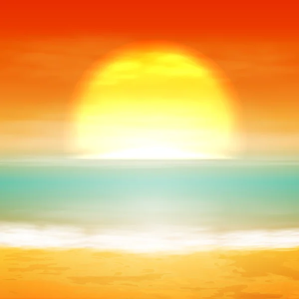 Морской закат с солнцем — стоковый вектор