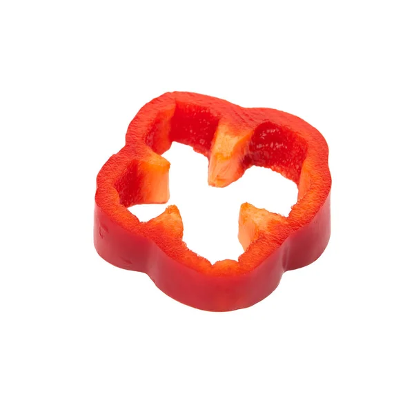 红甜椒片，白色背景分离 — 图库照片