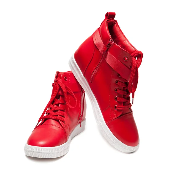 Czerwone Buty Sportowe Izolowane Białym Tle — Zdjęcie stockowe