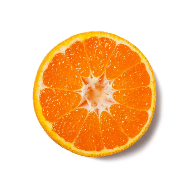 Tangerine Plak Met Schaduw Geïsoleerd Witte Achtergrond — Stockfoto