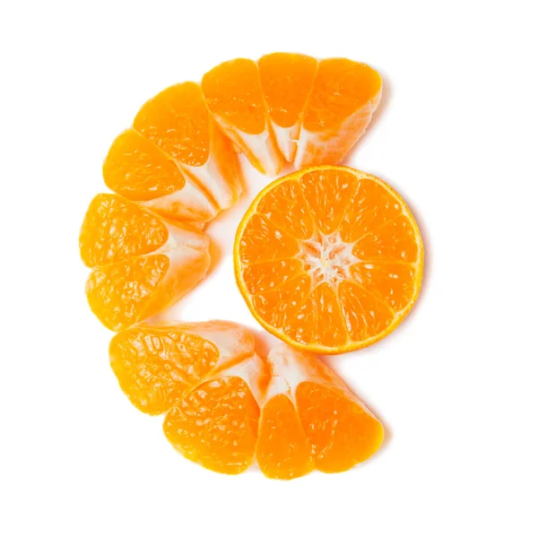 Tangerine Plak Met Schaduw Geïsoleerd Witte Achtergrond — Stockfoto