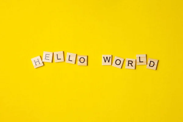 Hello, World. Message from a first computer program used in many tutorials for teaching programming language.