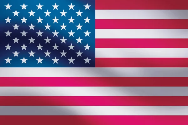 Bakgrund viftar i vinden amerikansk flagga. Bakgrund för patriotisk nationell design. — Stock vektor
