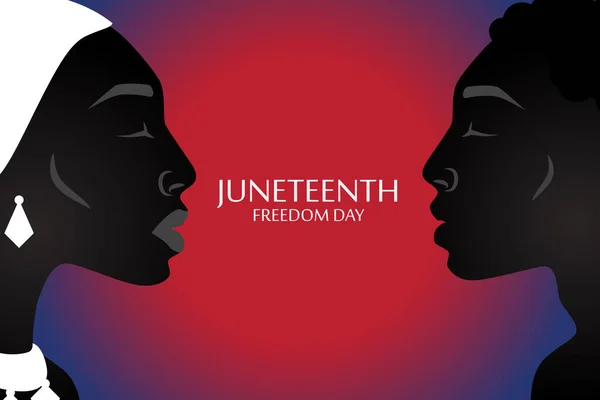 Silhouette Donna Uomo Afroamericano Con Copricapo Con Motivo Bandiera Juneteenth — Vettoriale Stock