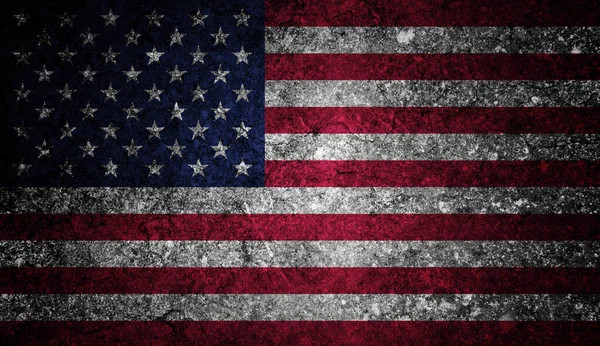 Nationalflagge Der Usa Die Lackfarben Auf Einer Alten Steinmauer Abgebildet — Stockfoto