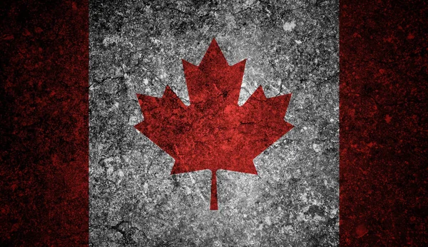 Grunge Canadische Vlag Met Gekrast Stenen Textuur — Stockfoto