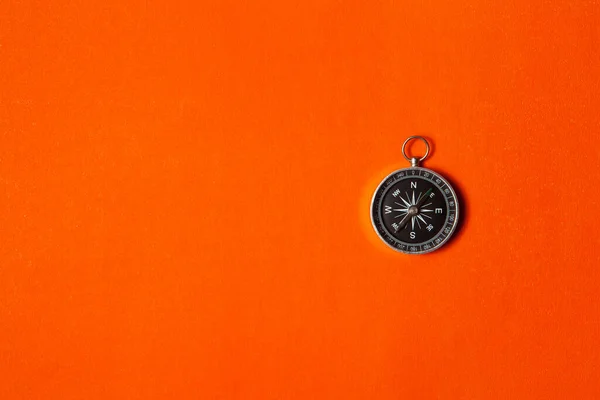 Compass Orange Background Concept Signs Symbols Tool Travel Tourism Science — Stock Photo, Image