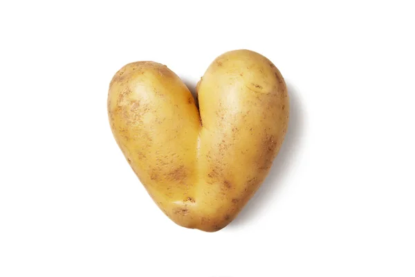 Hartvormige Rauwe Oogstaardappelen Geïsoleerd Witte Achtergrond — Stockfoto