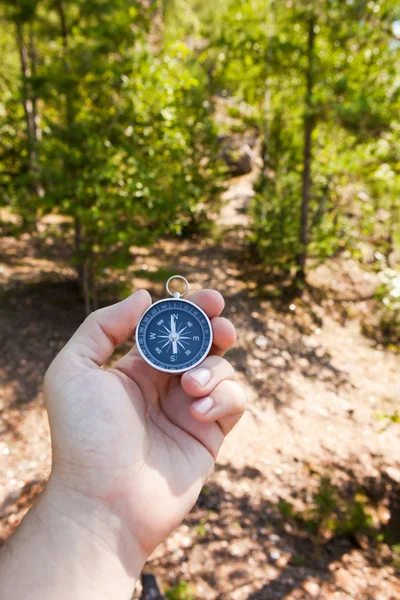 Hand holding the compass — Stock Photo, Image