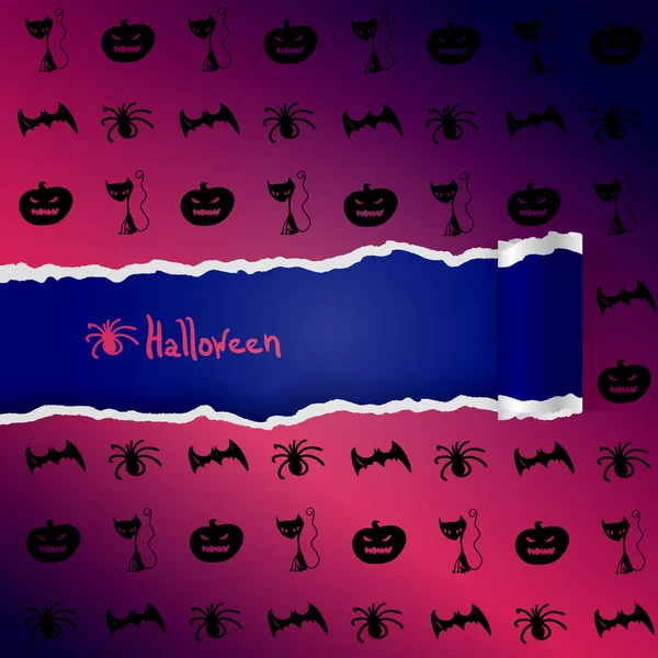 Fialové pozadí vzorkem halloween znaků — Stockový vektor